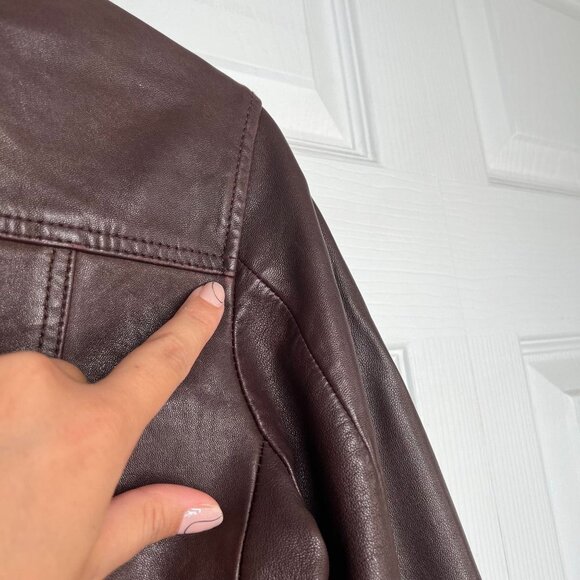 All Saints Dalby Dark Red Leather Long Sleeve Biker Jacket Women's Size 6 - Picture 14 of 15